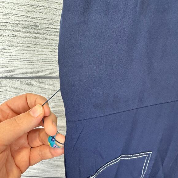 Nine West Women's Navy Blue White Stitched Sleeveless Jumpsuit Size Large - Picture 6 of 12